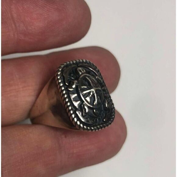 843 Carolyn Pollack Beautiful Solid Sterling Persevere Sea Turtle Signet Ring 6 - Picture 1 of 2
